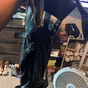 AKIRA Black Over the Knee Boots